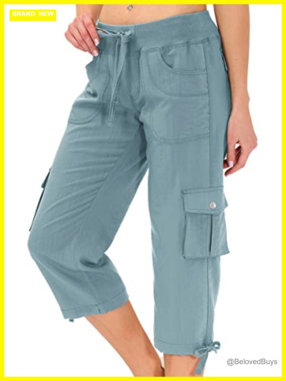 Womens Loose Fit Cargo Capri Pants Lightweight Hiking Outdoor Athletic